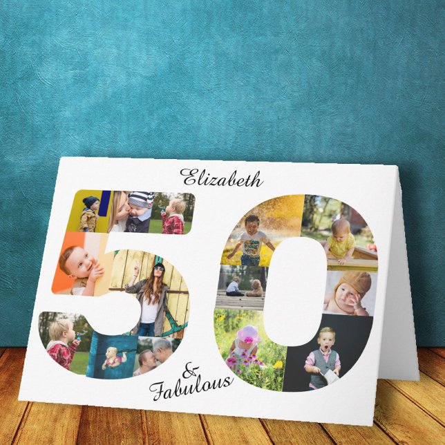Tarjeta 50 y fabuloso amigo multifotográfico 50 cumpleaños (Subido por el creador)