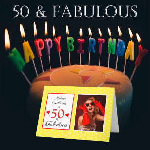 Tarjeta 50 y fabuloso cumpleaños número 50 foto puntos ama