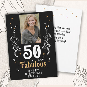 Tarjeta 50 y Fabuloso Follaje Foto de cumpleaños número 50