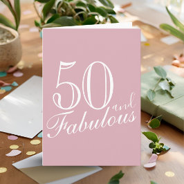 Tarjeta 50 y fabuloso guión moderno rosa cumpleaños 50
