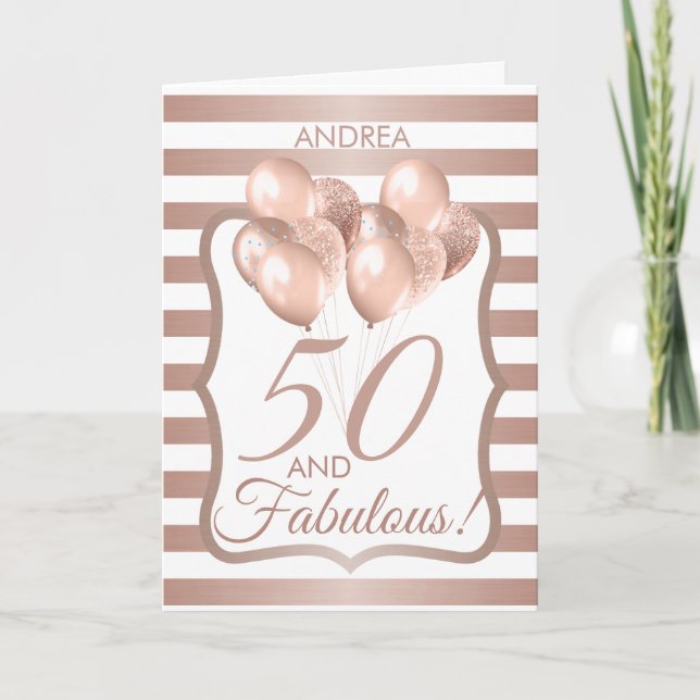 Tarjeta 50 Y Fabuloso Oro Rosa de Cumpleaños 50 (Anverso)