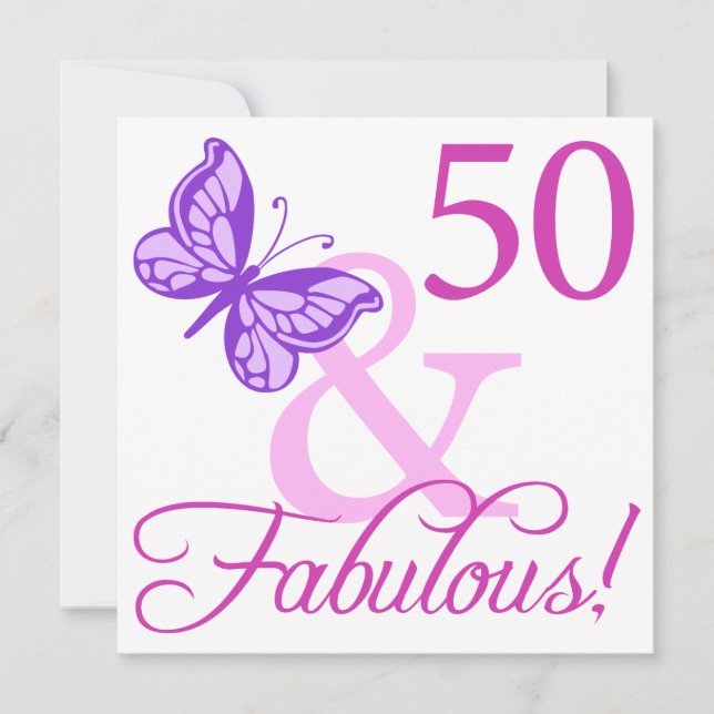 Tarjeta 50 Y Fabulosos Regalos De Cumpleaños (Plum) (Anverso)