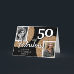 Tarjeta 50 y Fabulous Gold Purpurina 2 Photo 50th Birthday<br><div class="desc">50 y Fabulous Gold Purpurina 2 Photo 50th Birthday Greeting Card. Añade tus fotos - puedes usar una foto antigua y nueva. Añade tu nombre,  edad y texto dentro o borra.</div>