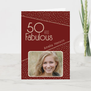 Tarjeta 50 y Fabulous Gold Purpurina Photo 50th Birthday