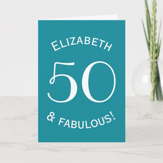 Tarjeta 50 y Fabulous Simple Style Personalizado Color A03 (Anverso)