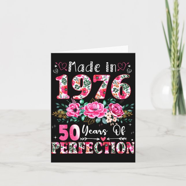 Tarjeta 50 Year Old Made In 1976 Floral 50th Birthday Wome (Anverso)