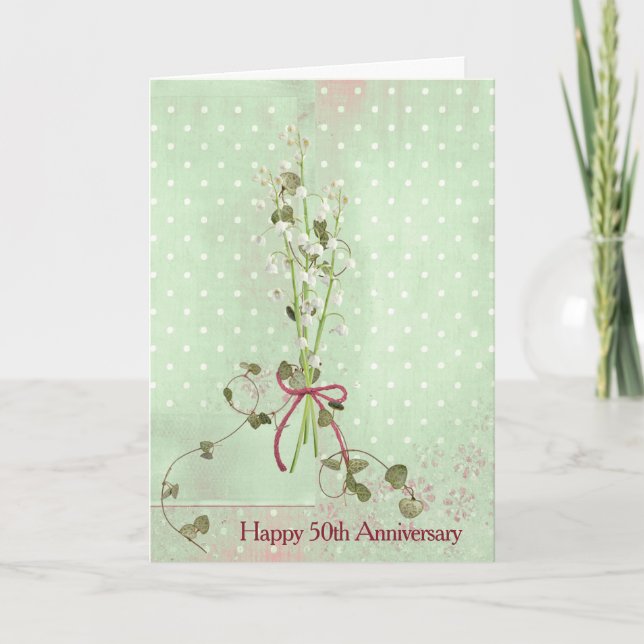 Tarjeta 50th Anniversary Lily of the Valley (Anverso)