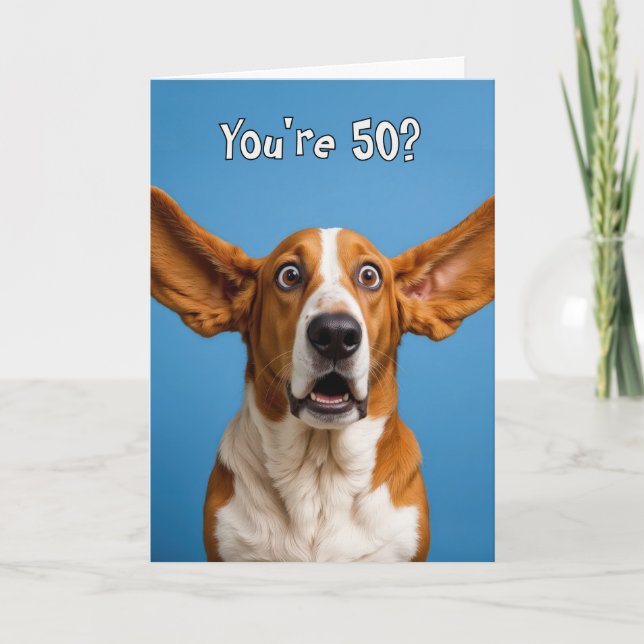 Tarjeta 50th Birthday Basset Hound Dog Humor (Anverso)