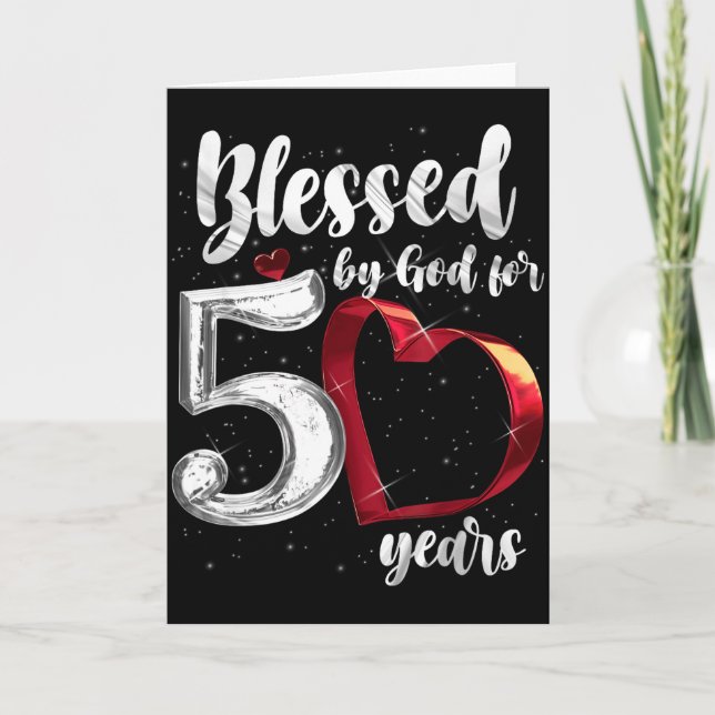 Tarjeta 50th Birthday Blessed By God For 50 Years Birthday (Anverso)