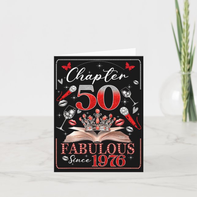Tarjeta 50th Birthday Queen Chapter 50 Fabulous Since 1976 (Anverso)