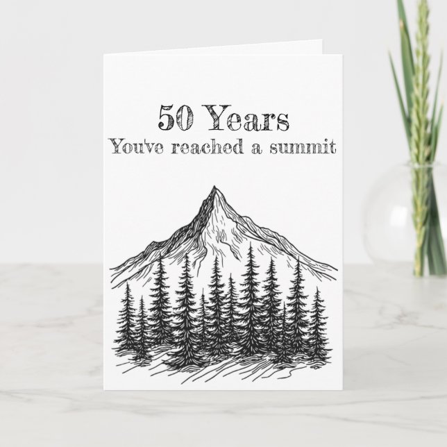 Tarjeta 50th Black & White Mountain Summit Birthday (Anverso)