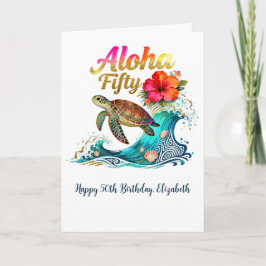 Tarjeta 50th Fifty Birthday Tropical Ocean Beach Theme