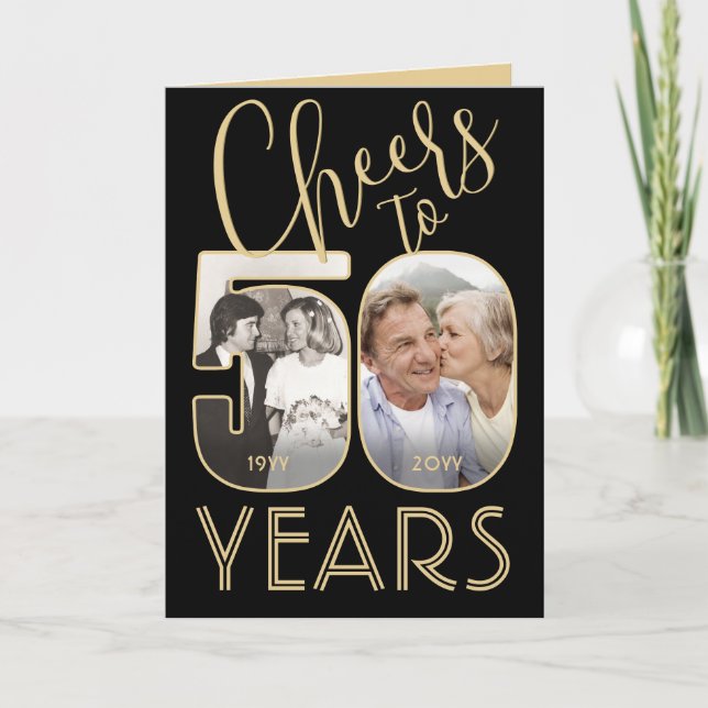 Tarjeta 50th Wedding Anniversary Cheers to 50 Years Photo (Anverso)