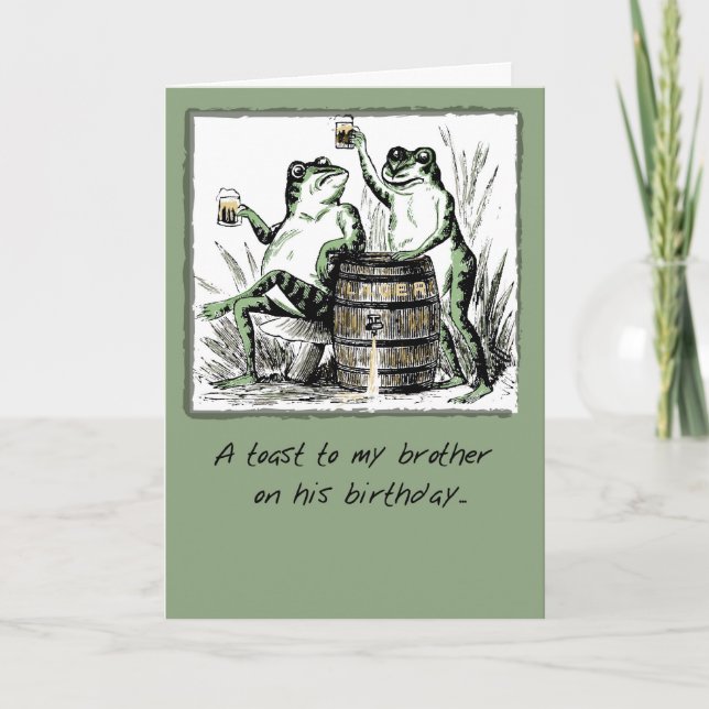 Tarjeta 51941 Hermano, ranas de cumpleaños con cerveza (Anverso)