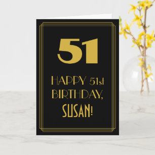 Tarjeta 51 Aniversario ~ Art Deco Inspirado Aspecto "51" y