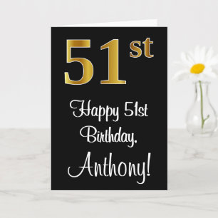 Tarjeta 51 Aniversario ~ Elegante Lujoso Faux Gold Look #