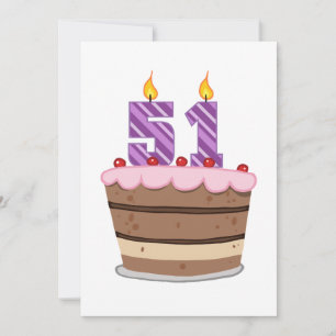 Tarjeta 51 años en el pastel de cumpleaños