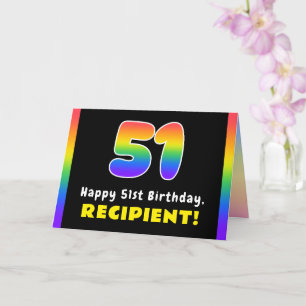 Tarjeta 51° cumpleaños: arcoiris colorido # 51, nombre per