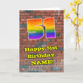 Tarjeta 51° cumpleaños: Arcoiris de inspiración divertida 