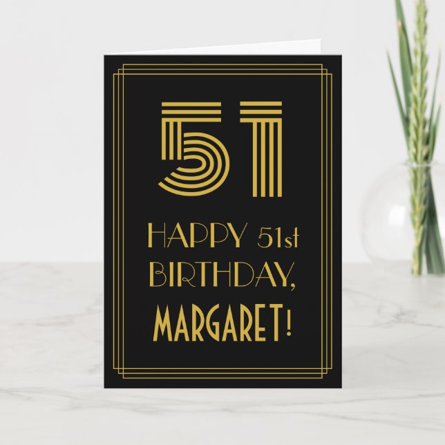 Tarjeta 51° cumpleaños: Aspecto inspirado en el Art Deco " (Anverso)