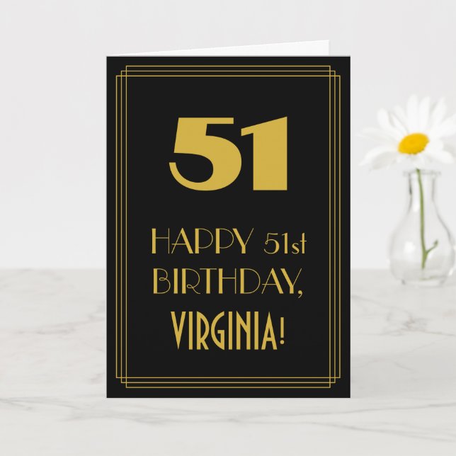Tarjeta 51° cumpleaños - Aspecto inspirado en el Art Deco  (Planta pequeña)
