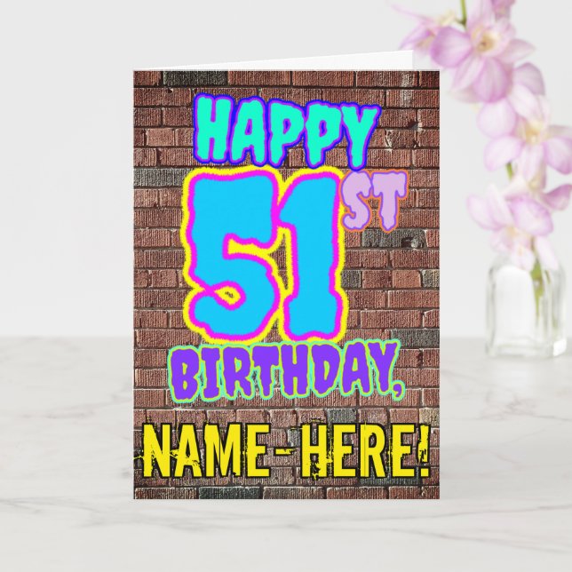Tarjeta 51 cumpleaños - Divertido, estilo inspirado en gra (Orquídea)