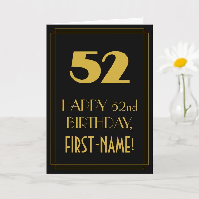 Tarjeta 52º cumpleaños - Aspecto inspirado en el Art Deco  (Planta pequeña)