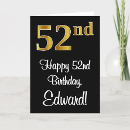 Tarjeta 52º cumpleaños ~ Elegante lujoso Faux Gold Look #