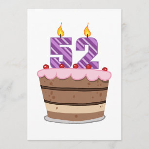 Tarjeta 52 años en el pastel de cumpleaños