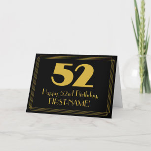 Tarjeta 52° cumpleaños: Aspecto inspirado en el Art Deco "