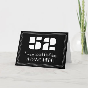 Tarjeta 52° cumpleaños: Aspecto inspirado en el Art Deco "
