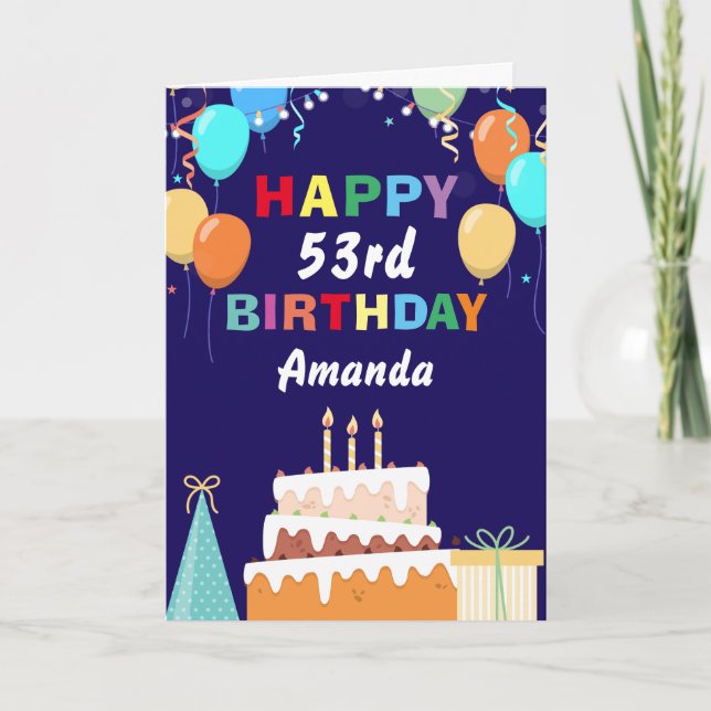 Tarjeta 53.ª alegría de los globos de cumpleaños (Anverso)