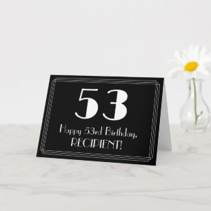 Tarjeta 53.ª Cumpleaños ~ Art Deco Inspirado Aspecto "53",