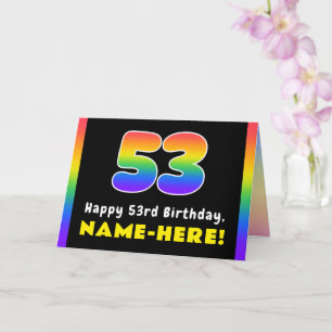 Tarjeta 53.º cumpleaños: arcoiris colorido # 53, nombre pe