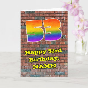 Tarjeta 53.º cumpleaños: Arcoiris inspirado en graffiti di