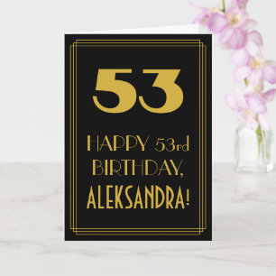 Tarjeta 53 Aniversario ~ Art Deco Inspirado Aspecto "53" y