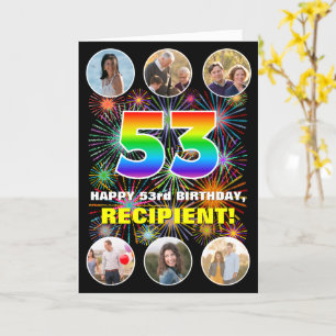 Tarjeta 53 Aniversario del Arcoiris divertido #, nombre pe