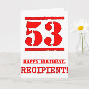 Tarjeta 53 Aniversario: Diversión, estampado de goma roja
