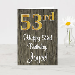 Tarjeta 53 Aniversario: Elegante Faux Gold Look #, Faux Wo