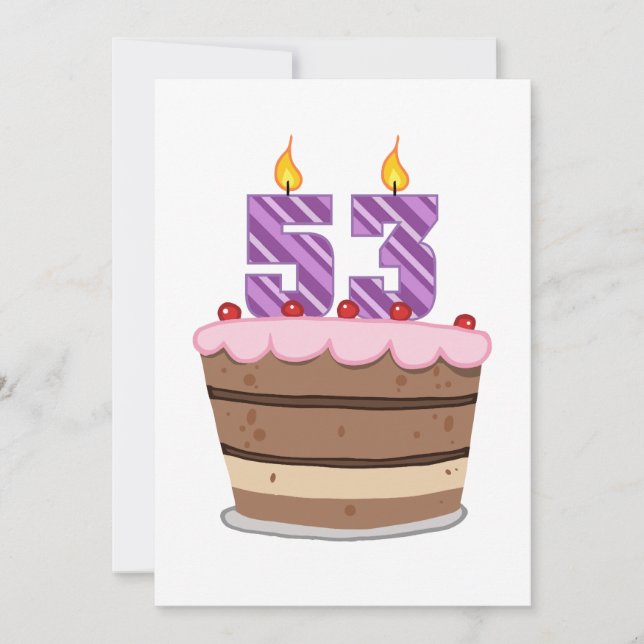 Tarjeta 53 años en el pastel de cumpleaños (Anverso)