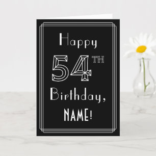 Tarjeta 54º cumpleaños: Art Deco Style # 54 y nombre perso