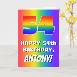 Tarjeta 54º cumpleaños: Colorido, divertido patrón arcoiri