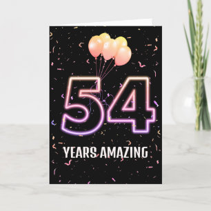 Tarjeta 54.º Balón de cumpleaños y Confetti