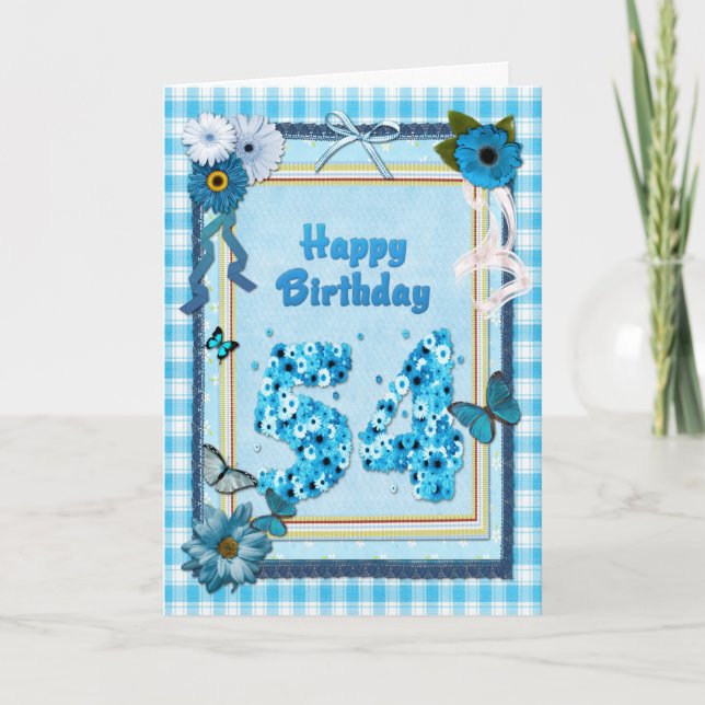 Tarjeta 54.º cumpleaños con un efecto scrapbook (Anverso)