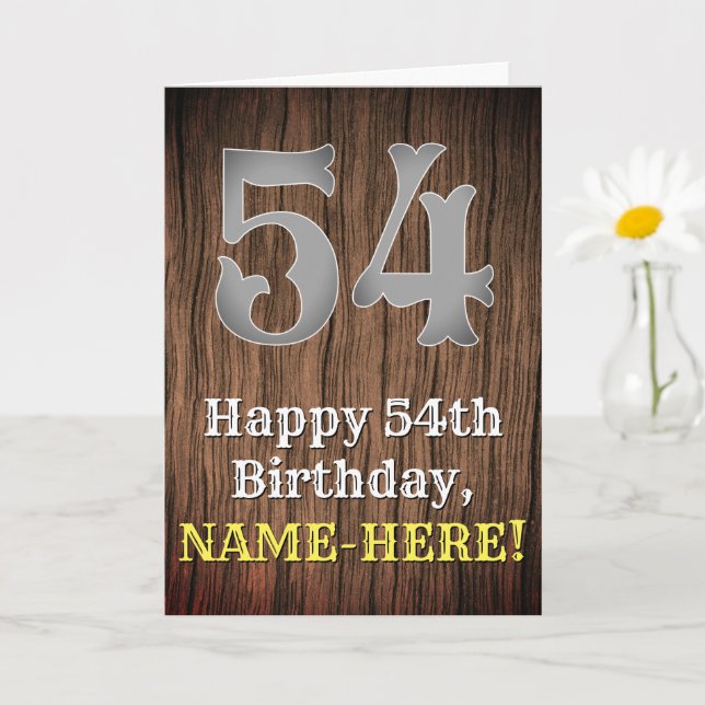 Tarjeta 54.º cumpleaños: Country Western Inspired Look, No (Planta pequeña)