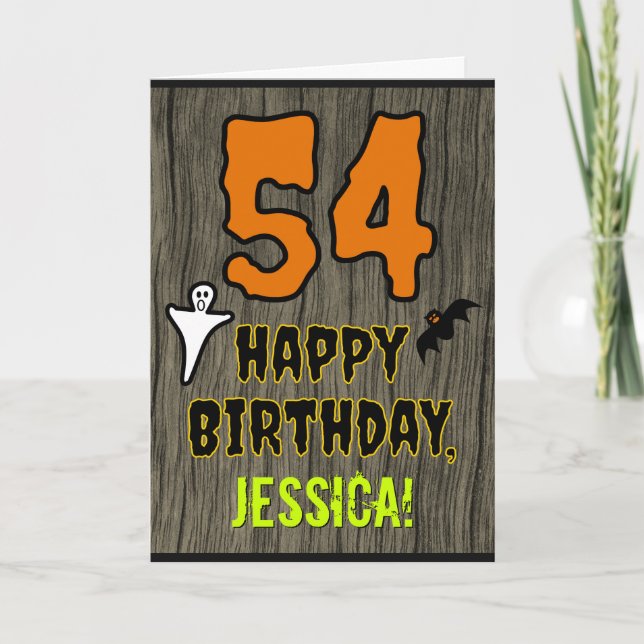 Tarjeta 54.º cumpleaños: Temática de Halloween espeluznant (Anverso)