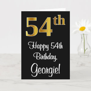 Tarjeta 54 Aniversario ~ Elegante Lujoso Faux Gold Look #