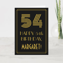 Tarjeta 54° cumpleaños: Aspecto inspirado en el Art Deco "