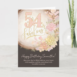 Tarjeta 54 & Fabulous Floral Photo Personalized Birthday