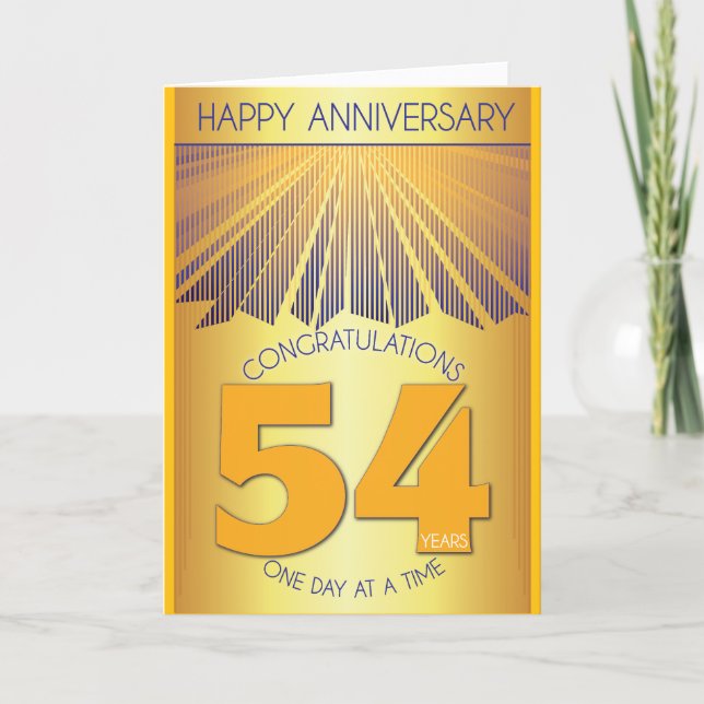 Tarjeta 54 Year Sober Anniversary | Golden Ray 12 Step (Anverso)